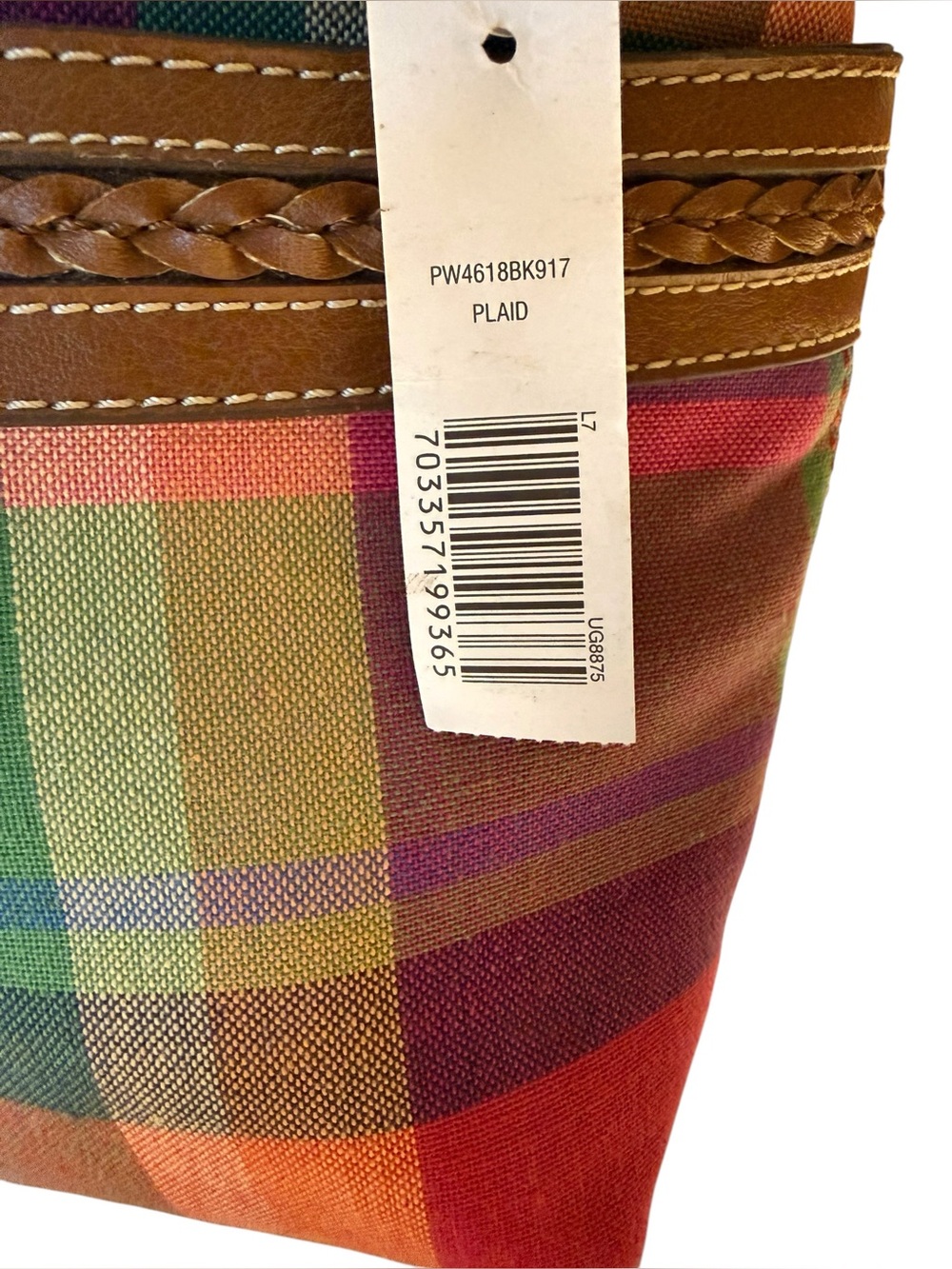 Madison Studio Plaid Multicolor Shoulder Bag with Faux Leather Trim - Picture 4 of 14